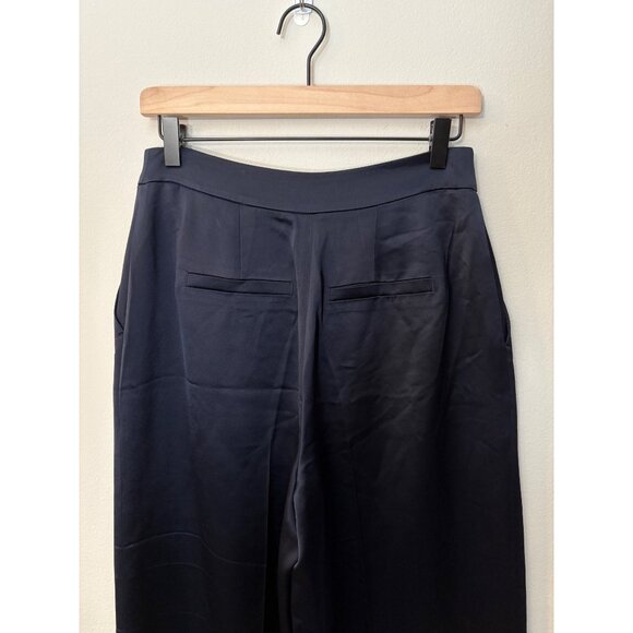 NEW Boden Wide-Leg Satin High-Rise Navy Blue Pockets Trousers Pants Women's 10 - Picture 15 of 15